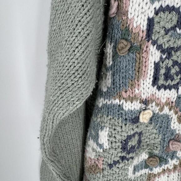 Vintage grandma sweater womens medium M hand knitted embroidered relaxed 80s 90s - Picture 4 of 5